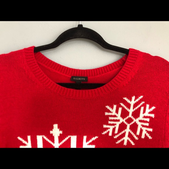 NWT Talbots Red Snowflake Sweater - Picture 3 of 9
